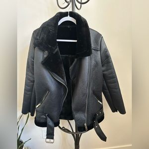 Collared Sherpa Lined Shearling Jacket